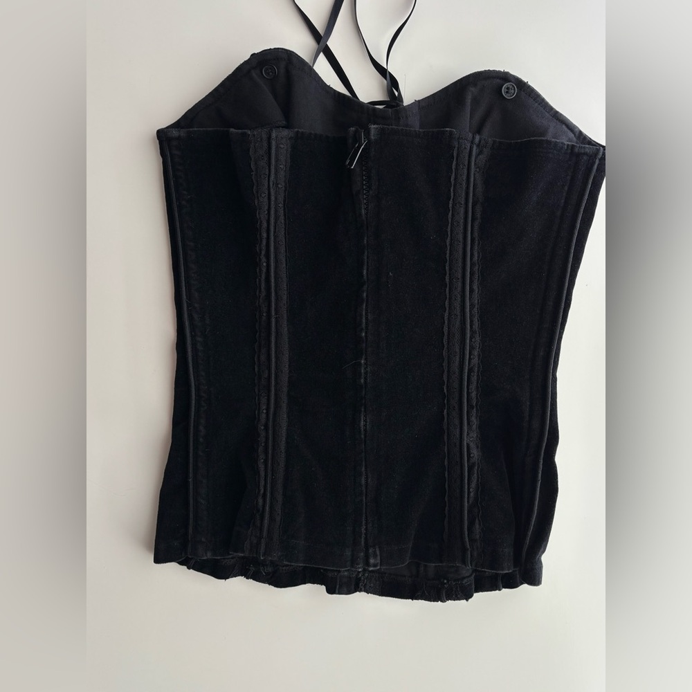 TRIPP NYC Black Velvet Corset with zipper and lace ties Size XS Vintage - Picture 5 of 11